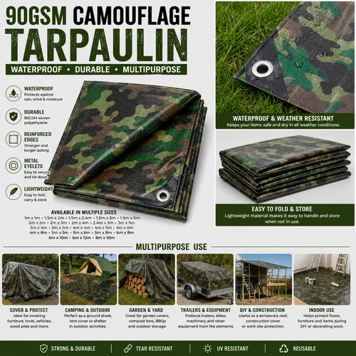 Camouflage tarpaulin gsm - camouflage, 90