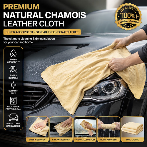 Natural chamois leather car - natural,
