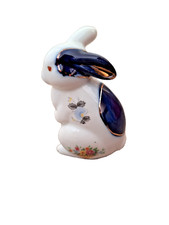 Rabbit Ornament, Blue/White, Floral Pattern, 9.5cm, Vintage
