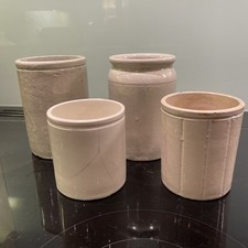 FOUR Old Antique Stoneware JAM