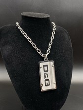 Dolce & Gabbana D&G Dog Tag Necklace Silver Tone