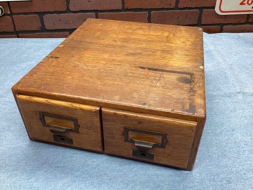 Vintage drawer oak card file - drawer,