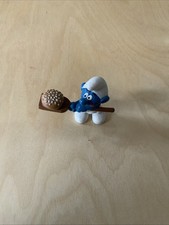 Smurf With Burger Bun On Paddle McDonald's Happy Meal Toy Peyo 1996 Collectible