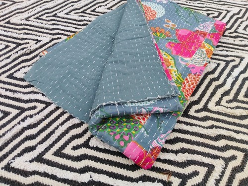 Indian cotton kantha quilt - indian,