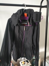 Superdry The Professional Windcheater Black Jacket M Purple Lining GC