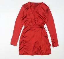 Zara Women's Red Short Wrap Dress Size 10