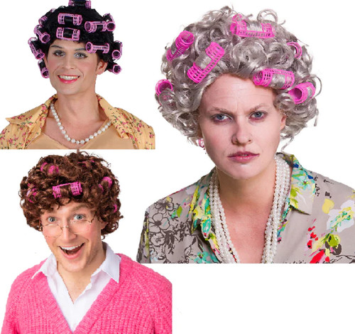 Adult housewife curly wig with - adult,