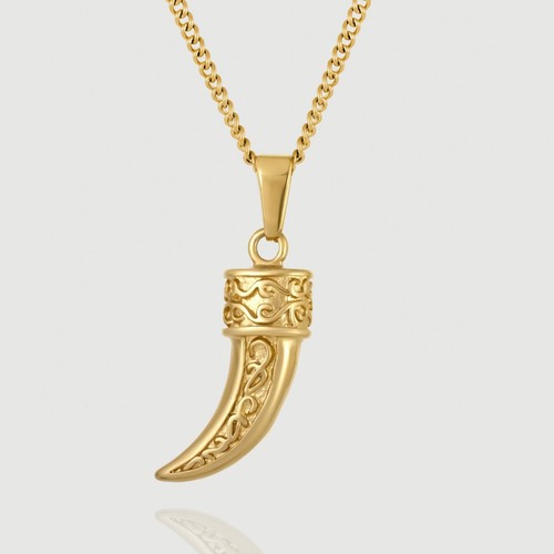 Necklace tiger tooth pendant - tooth,