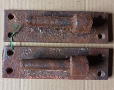 VINTAGE PAIR GATE HINGE HOOKS ON PLATES Rustic ironwork Blacksmith made