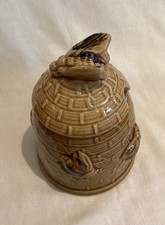 Vintage Ceramic Beehive-Shaped Honey Pot With Bee On Lid