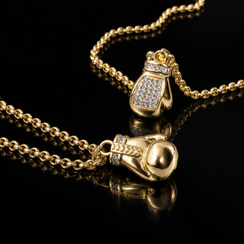Mens gold stone boxing - cz,