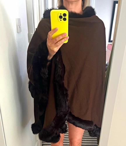 Women brown knit - knit, cape