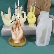 3D Gesture Candle Molds Silicone Resin Pillar Soap Plaster Wax Making Moulds UK