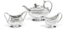 OMAR RAMSDEN & ALWYN CARR Sterling Silver - Art & Crafts - 3 Piece Tea Set