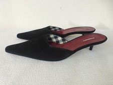 Burberry Black Suede Slip On Heels Mules Size EU 37 UK 4