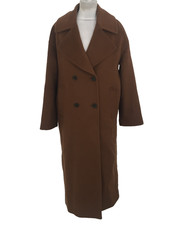 Jaeger Women's Coat Size 8 Brown Long Sleeve Pockets Shell 100% Wool Used F1