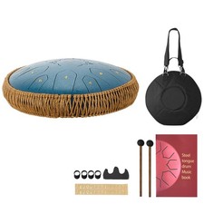 Uimoso 13-inch Steel Tongue Drum, 15-Note C Major Instrument with Mallets