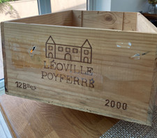 Wooden Wine Box Crate Planter ~ Chateau Leoville Poyferre 2000 ~ 12 bottle size