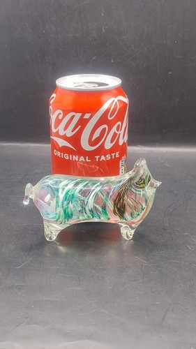 Vintage marbled art glass sow - marbled,