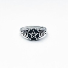 NEW STERLING SILVER 925 STAR RING PENTAGRAM PINKY RING LIGHT WEIGHT RING #038