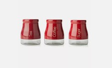 SET OF 3 KITCHEN STORAGE CANISTERS TEA COFFEE SUGAR JARS POTS CONTAINERS CADDY