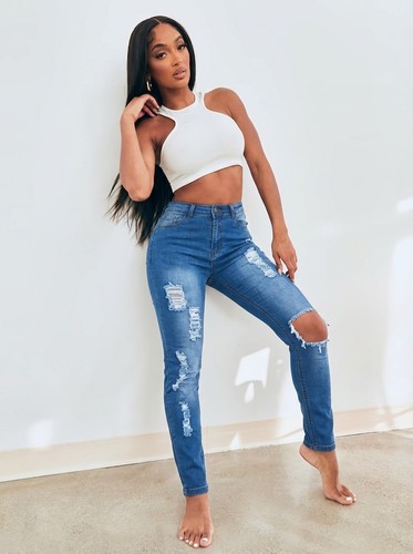 Womens distressed jeans high - womens,