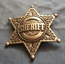 2# Sheriff Badge antique silver Metal Badge Old West Cowboy Costume Prop Badge 