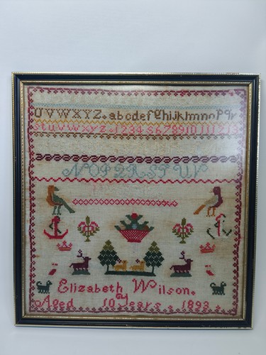 Antique victorian sampler 1893 - sampler,