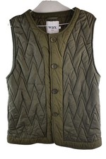 Wax London Mens Quilted Khaki Green Button Waistcoat Gilet Vest Size M