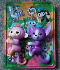 Two Lovely Fingerlings Pink Monkey & Purple Fox Automated / Sound Tin included 