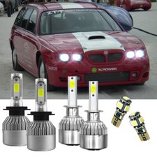 FITS ROVER MG ZR 2001-ON SET H7 H1 501 55W 6000K SUPER WHITE LED HEADLIGHT BULBS