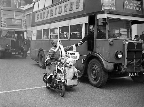 London bus driver leans out - , of