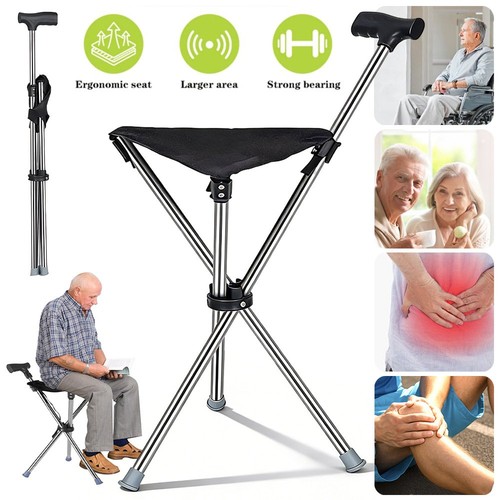 Folding cane seat portable - seat,