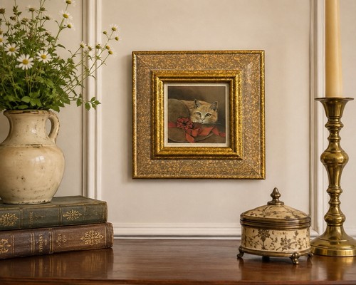 Vintage framed ginger cat - ginger,