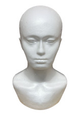 POLYSTYRENE WIG HEAD WITH SOULDER  STYROFOAM FOAM MANNEQUIN  (WHITE)