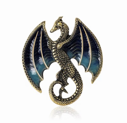 Flying dragon brooch - dragon, gold