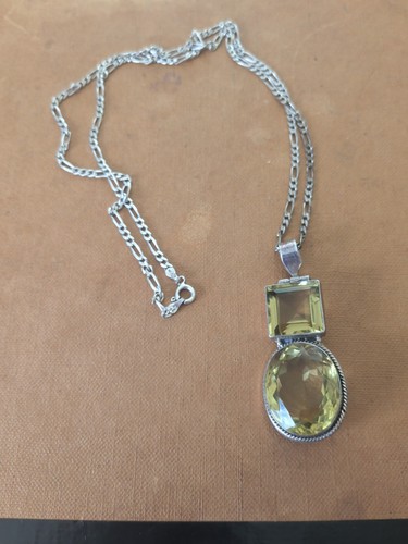 Solid silver 925 large - silver, citrine