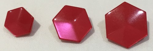 Vintage red hexagon buttons - 6,