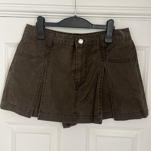 Zara brown faux leather skort - leather,