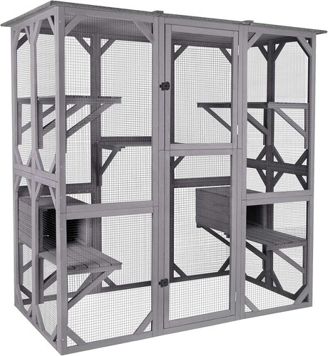 Wooden cat house - wooden, large