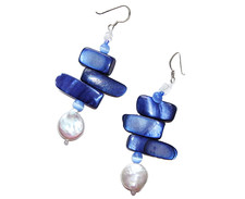 Real keshi coin pearls blue - pearls,