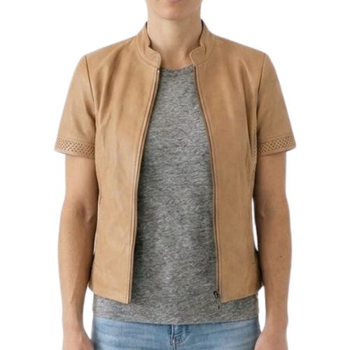Women genuine beige leather - genuine,