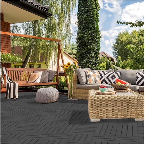 Dark grey plastic deck - grey, tiles
