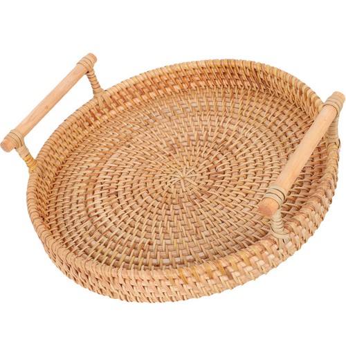 Wicker tray round woven - woven,