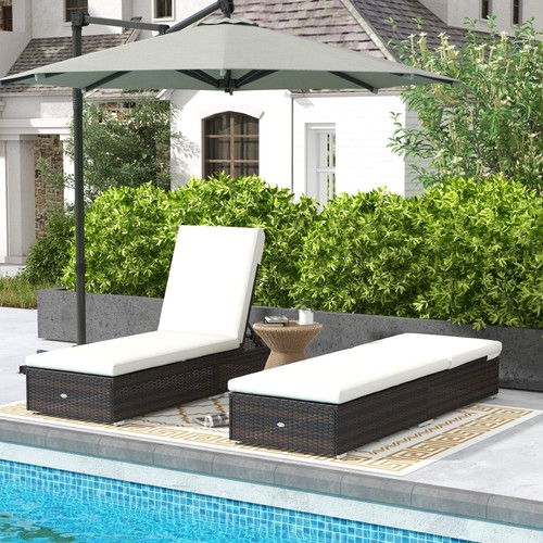 Rattan sun loungers set 2 - rattan,