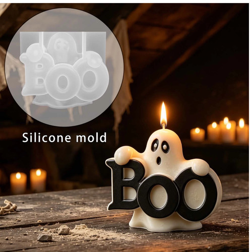 Halloween ghost boo candle - ghost,