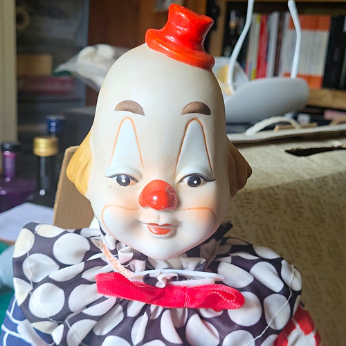 Porcelain clown doll blue - clown,
