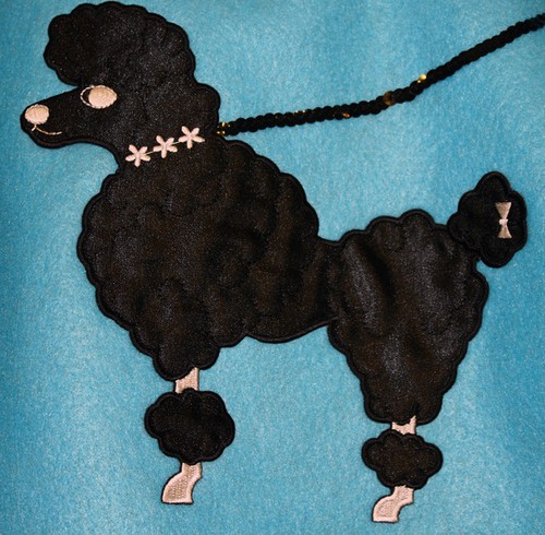 Aqua blue felt poodle skirt - poodle, _