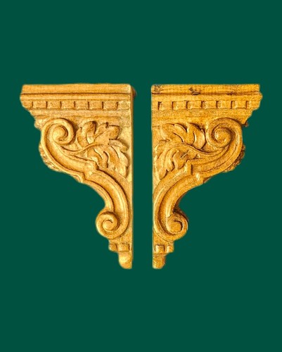 Pair carved wooden corbels - wooden,