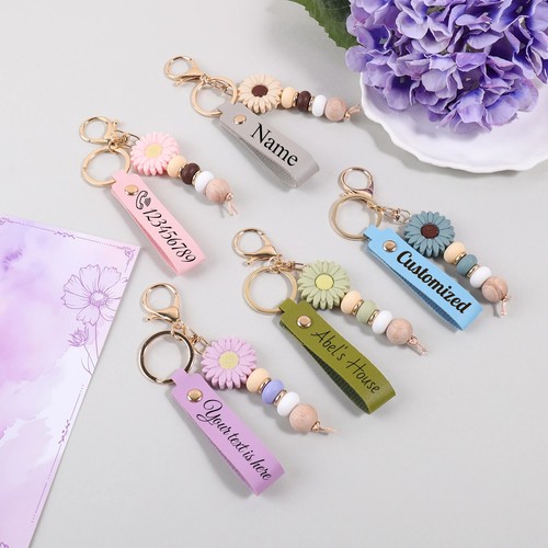 Personalised leather keyring - personalised,